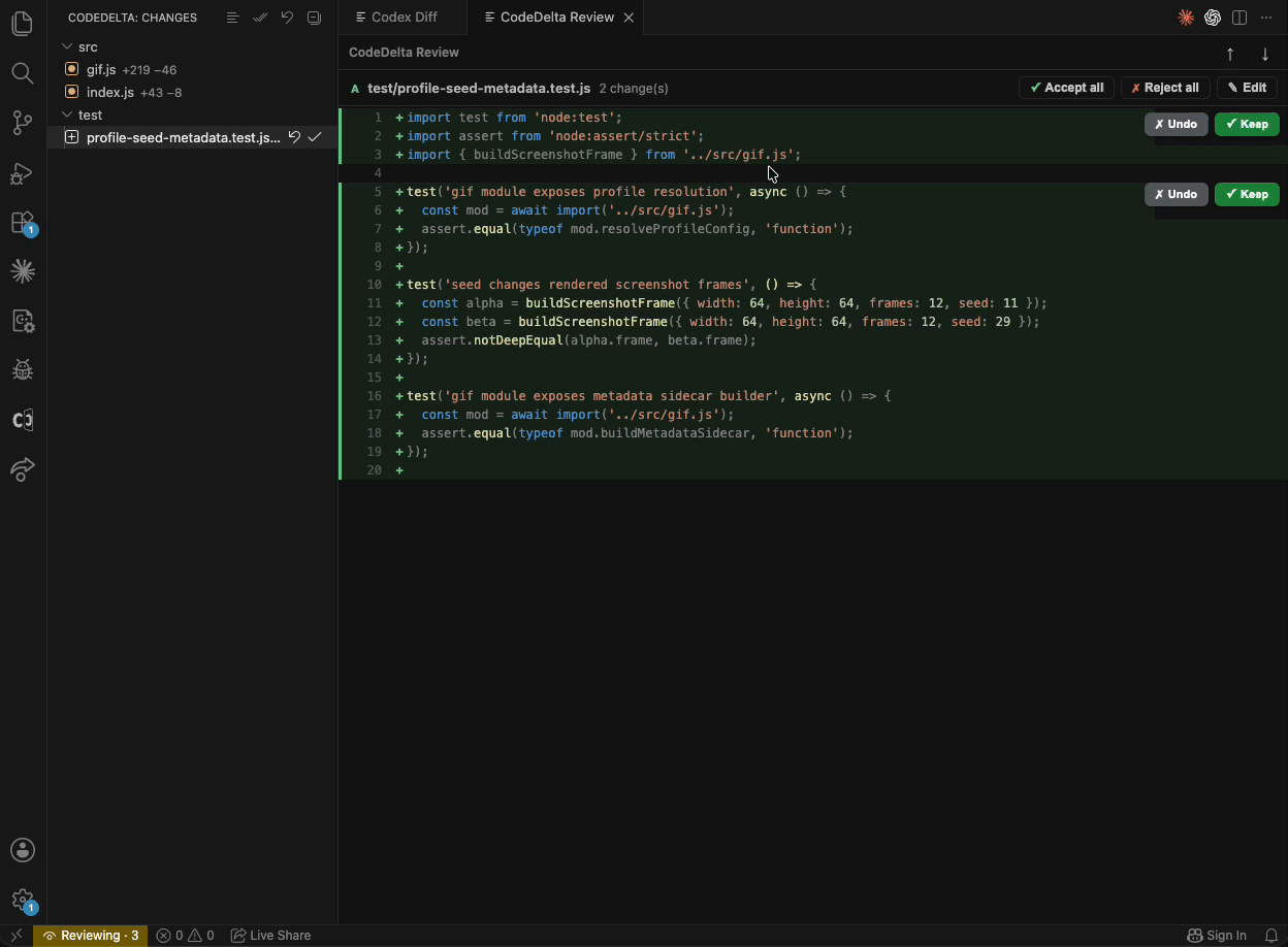 CodeDelta in action